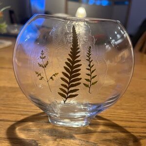 Glass Vase with Fern Design
